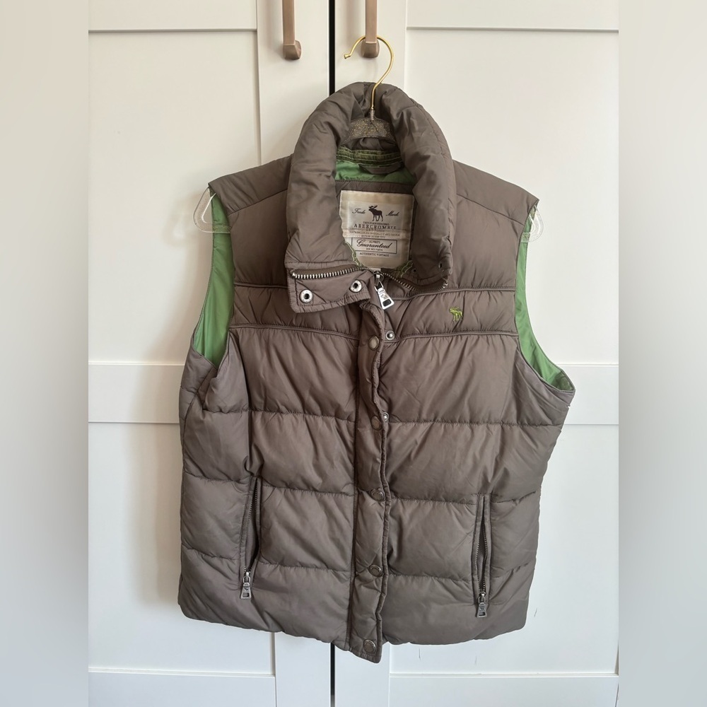 Vintage Abercrombie and Fitch Puffer Vest in Green Size Large Y2K Preppy